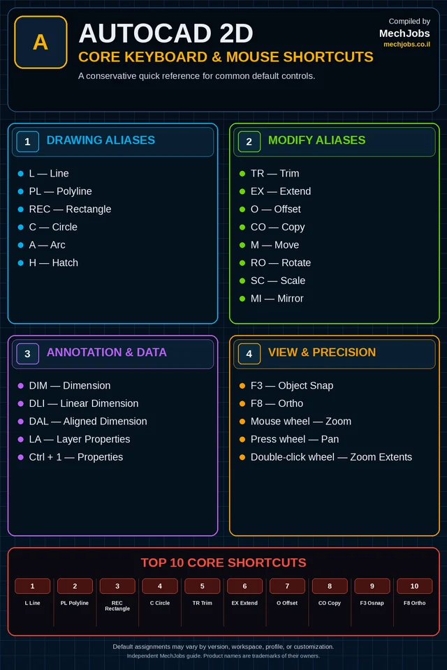 AutoCAD 2D — Keyboard Shortcuts