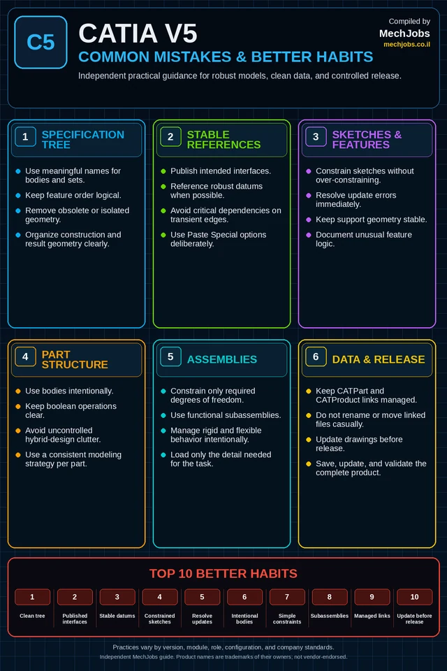 CATIA V5 — Common Mistakes & Better Habits