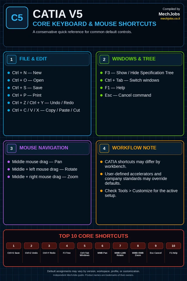 CATIA V5 — Keyboard Shortcuts