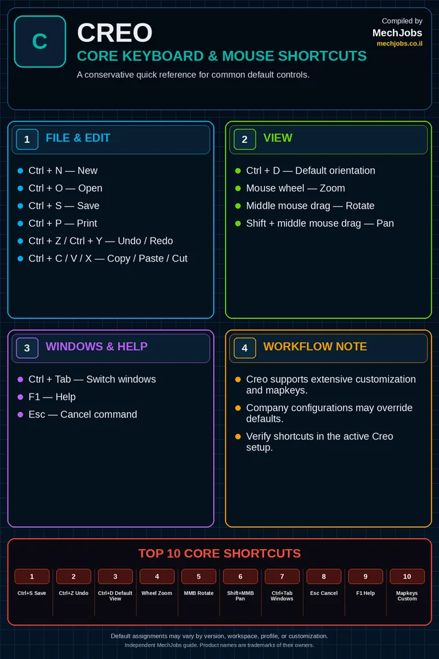 Creo — Keyboard Shortcuts