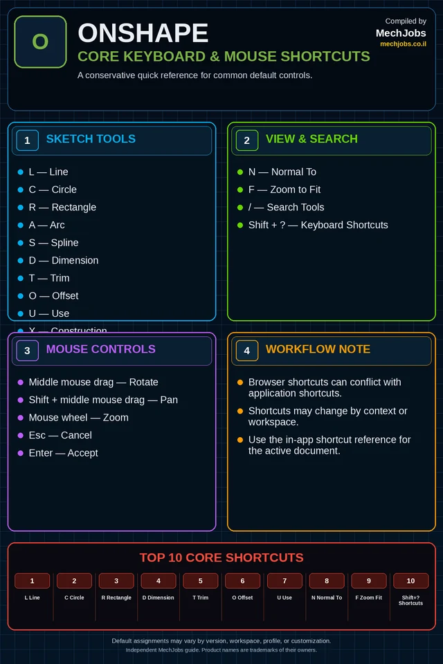 Onshape — Keyboard Shortcuts