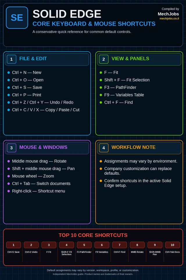 Solid Edge — Keyboard Shortcuts